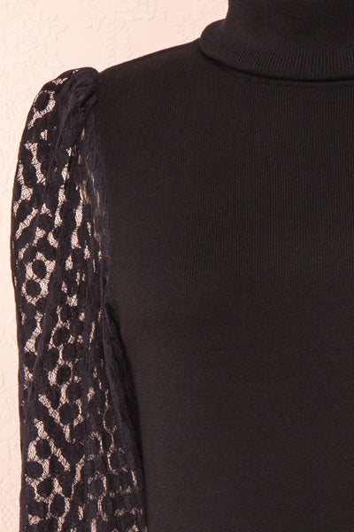 Garbi Black Long Sleeve Turtleneck Top | Boutique 1861 front close-up