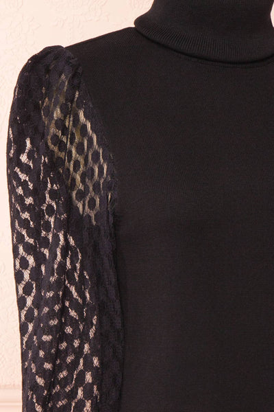 Garbi Black Long Sleeve Turtleneck Top | Boutique 1861 side close-up