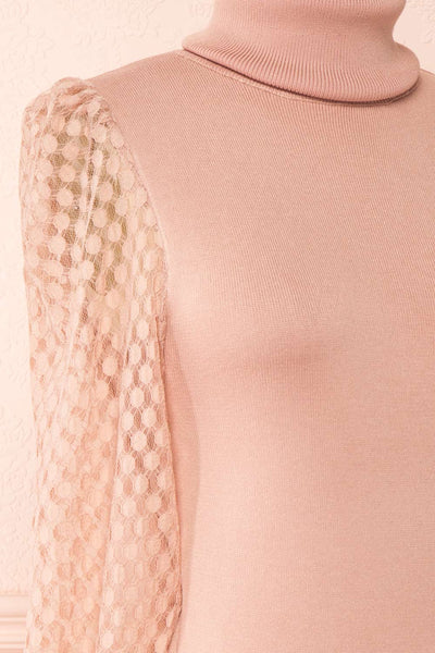 Garbi Pink Long Sleeve Turtleneck Top | Boutique 1861 side close-up