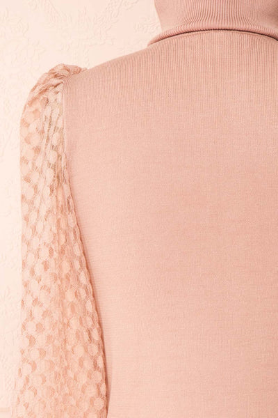 Garbi Pink Long Sleeve Turtleneck Top | Boutique 1861 back close-up
