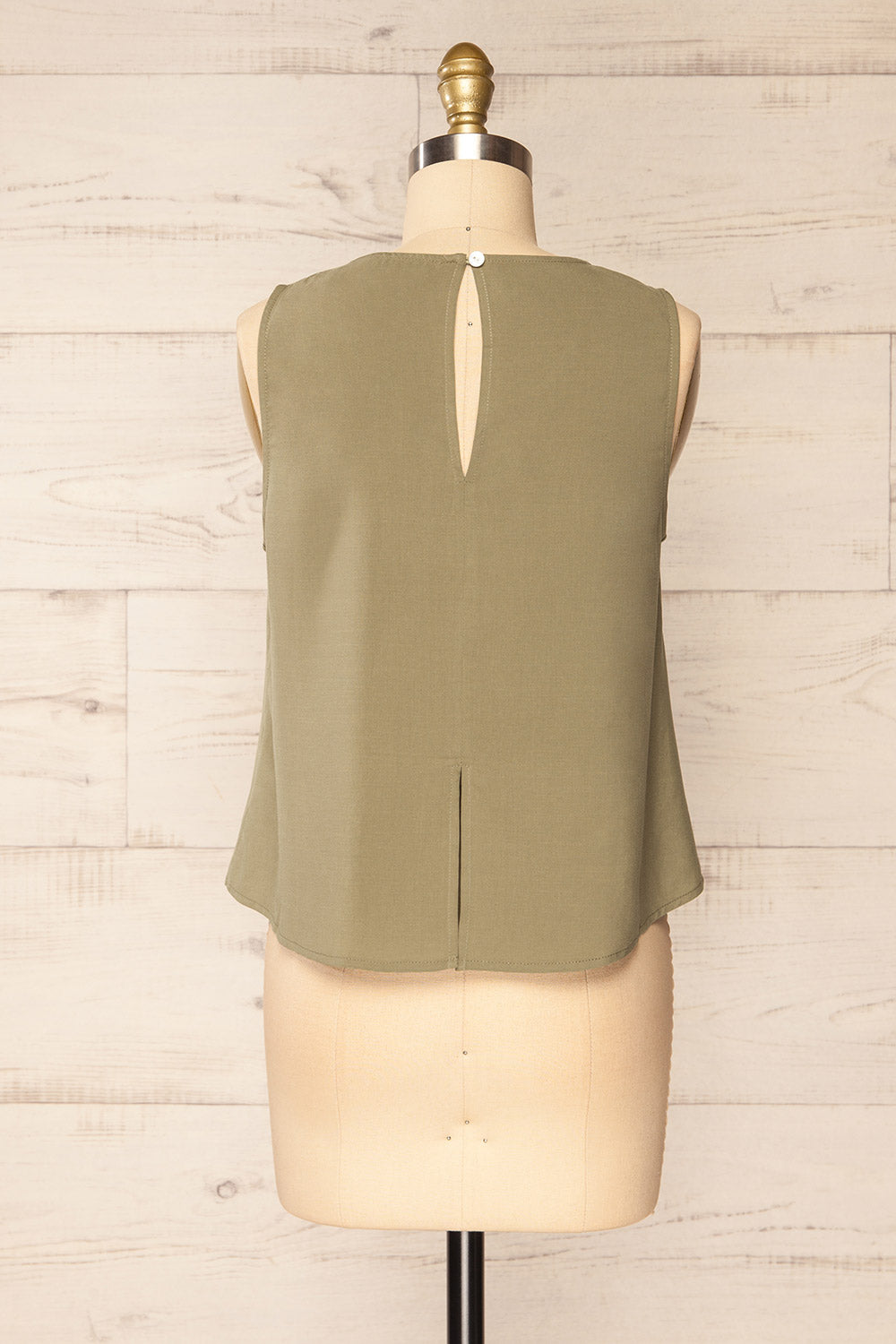 Gatineau Khaki Round Neck Tank Top | La petite garçonne back view 