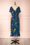 Gayatrie Emerald Floral Short Sleeve Dress | Boutique 1861 front view