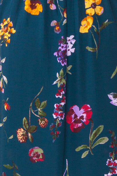 Gayatrie Emerald Floral Short Sleeve Dress | Boutique 1861 fabric