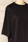 Geel Black Printed T-Shirt Dress | La petite garçonne side close-up