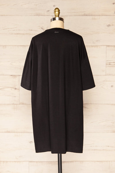 Geel Black Printed T-Shirt Dress | La petite garçonne back view