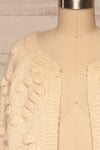 Geleen Cream Textured Knit Cardigan | La petite garçonne front close up