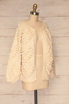 Geleen Cream Textured Knit Cardigan | La petite garçonne side view