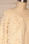 Geleen Cream Textured Knit Cardigan | La petite garçonne side close up