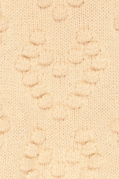 Geleen Cream Textured Knit Cardigan | La petite garçonne fabric