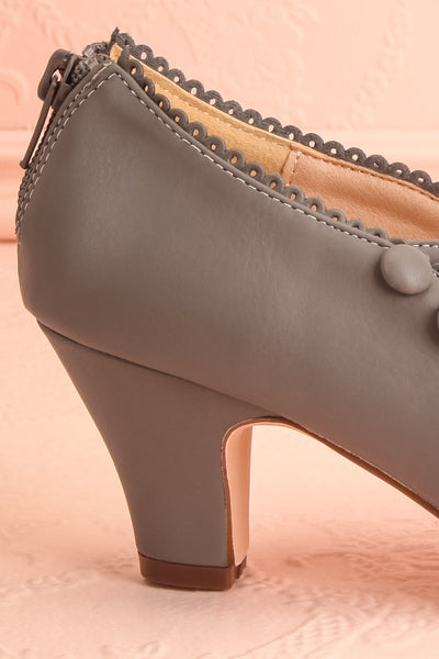 Genet Grey Closed Toe Heels | Boutique 1861 side back close-up