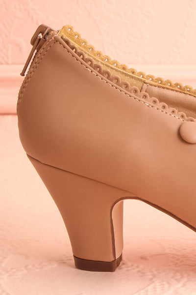 Genet Taupe Closed Toe Heels | Boutique 1861 side close-up