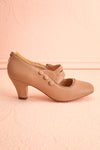 Genet Taupe Closed Toe Heels | Boutique 1861 side view
