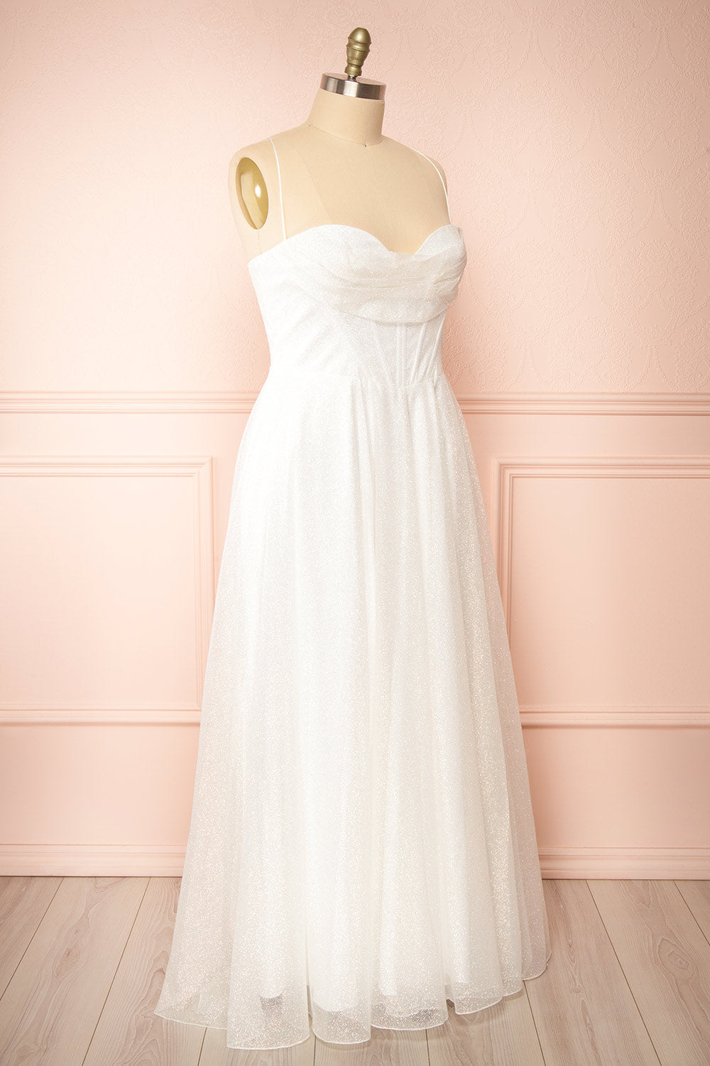 Genevieve Sparkly Cowl Neck Bridal Dress