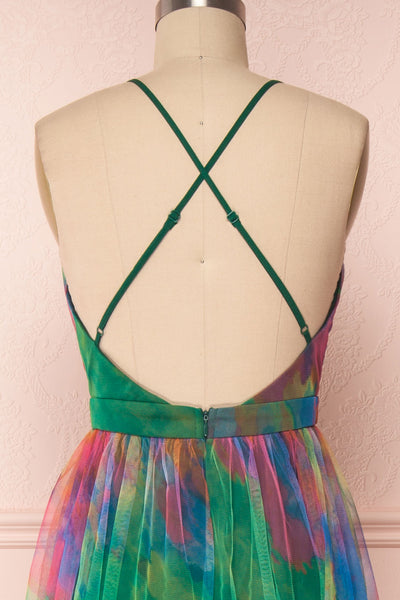 Gennadiya Colourful Mesh A-Line Maxi Dress | Boutique 1861 back close-up