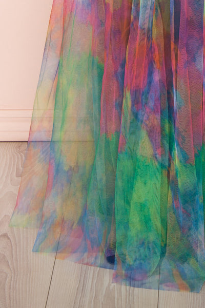 Gennadiya Colourful Mesh A-Line Maxi Dress | Boutique 1861 bottom close-up