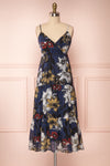 Genoise Navy Floral A-Line Midi Dress | Boutique 1861 front view