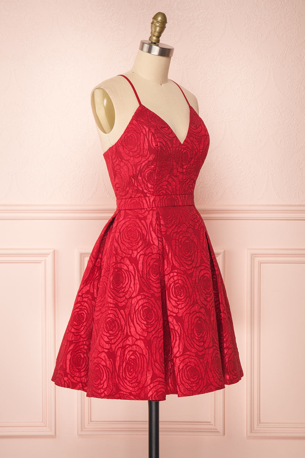 Georgina Red A-Line Cocktail Dress side view | Boutique 1861 