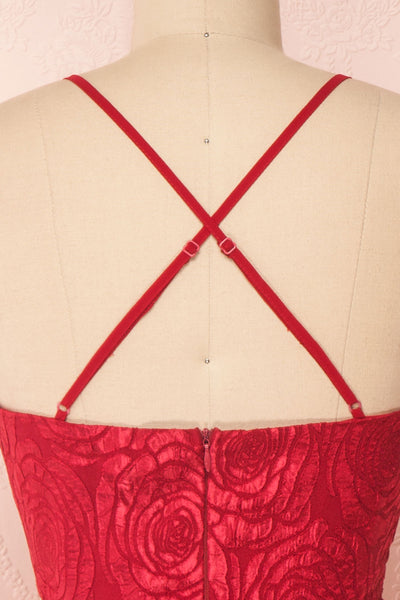 Georgina Red A-Line Cocktail Dress back close-up | Boutique 1861