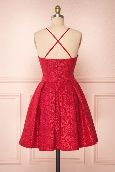 Georgina Red A-Line Cocktail Dress back view | Boutique 1861