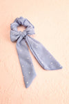 Geriko Bleu Blue Polka Dot Hair Scrunchie with Bow | Boutique 1861