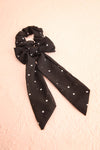 Geriko Noir Black Polka Dot Hair Scrunchie with Bow | Boutique 1861