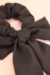 Geriko Uni Solid Black Hair Scrunchie with Bow close-up | Boutique 1861