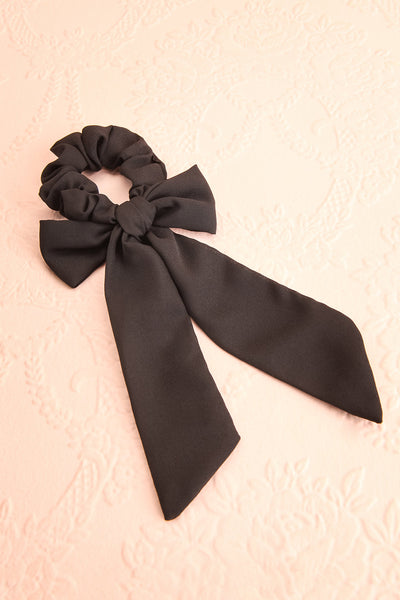 Geriko Uni Solid Black Hair Scrunchie with Bow | Boutique 1861