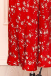 Gerrylda Red Patterned Midi Dress w/ Slit | Boutique 1861 bottom