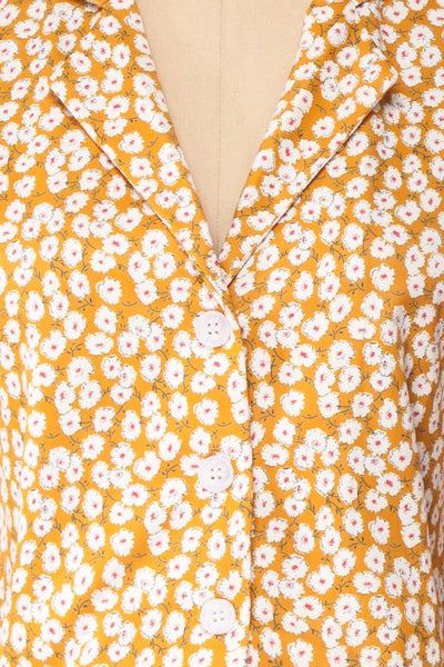 Gersimi Floral Button-up Crop Top fabric | Boutique 1861