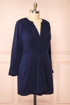 Gery Navy Faux-Wrap Short Dress | Boutique 1861 side plus size