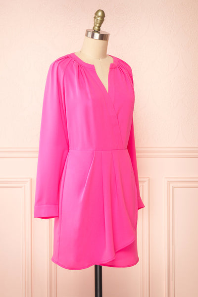 Gery Pink Faux-Wrap Short Dress | Boutique 1861 side view