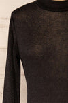 Ghent Black Sparkling Mock Neck Top | La petite garçonne front close-up