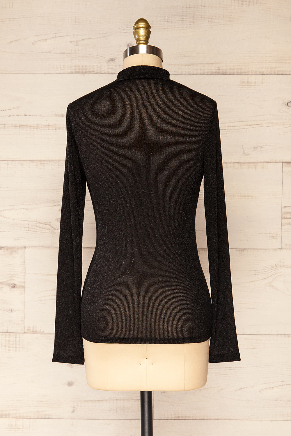 Ghent Black Sparkling Mock Neck Top | La petite garçonne back vie