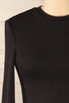 Gialonft Black Cropped Long Sleeve Top w/ Ruffles | La petite garçonne front close-up