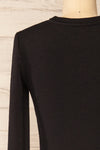 Gialonft Black Cropped Long Sleeve Top w/ Ruffles | La petite garçonne back close-up