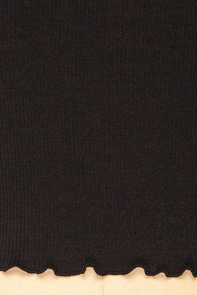 Gialonft Black Cropped Long Sleeve Top w/ Ruffles | La petite garçonne fabric