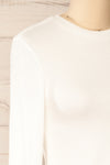 Gialonft White Cropped Long Sleeve Top w/ Ruffles | La petite garçonne side close-up