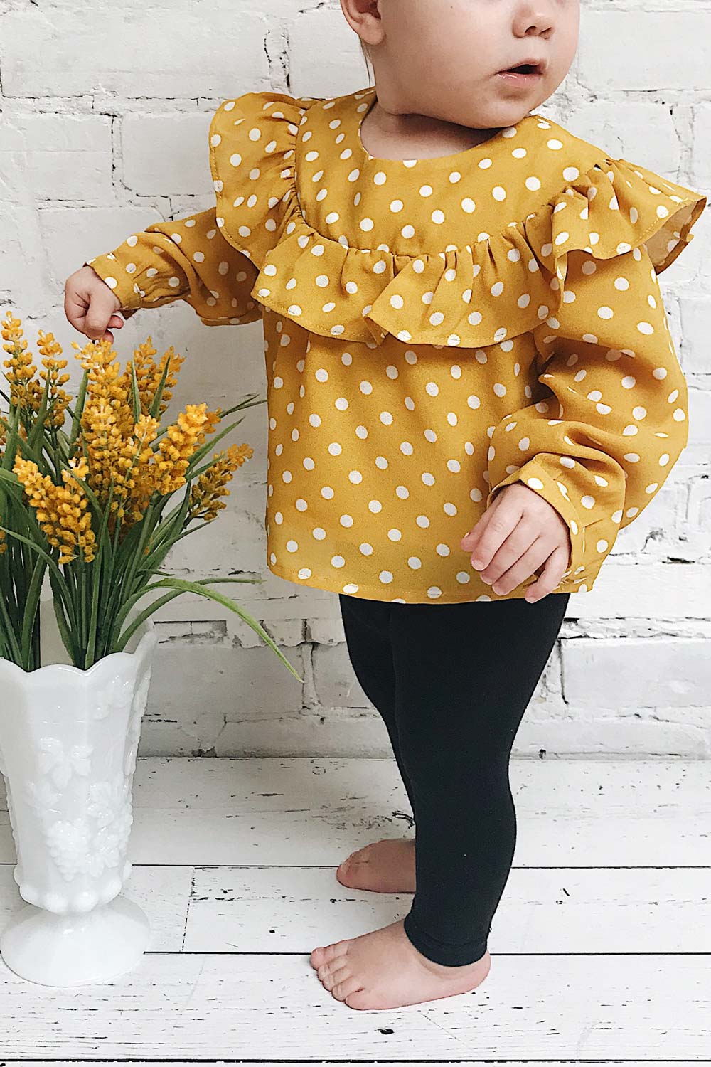 Gierle Mini Mustard Yellow Ruffled Kids Top | La Petite Garçonne