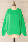 Gijon Green Embroidered Crewneck Sweatshirt | La petite garçonne front view