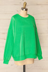 Gijon Green Embroidered Crewneck Sweatshirt | La petite garçonne side view