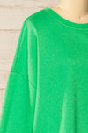 Gijon Green Embroidered Crewneck Sweatshirt | La petite garçonne side close-up