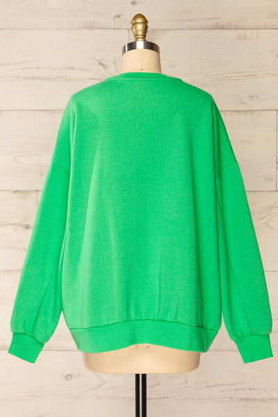 Gijon Green Embroidered Crewneck Sweatshirt | La petite garçonne back view