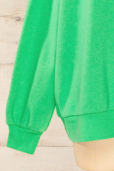 Gijon Green Embroidered Crewneck Sweatshirt | La petite garçonne sleeve
