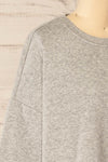 Gijon Grey Embroidered Crewneck Sweatshirt | La petite garçonne side close-up