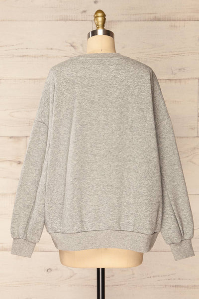 Gijon Grey Embroidered Crewneck Sweatshirt | La petite garçonne back view