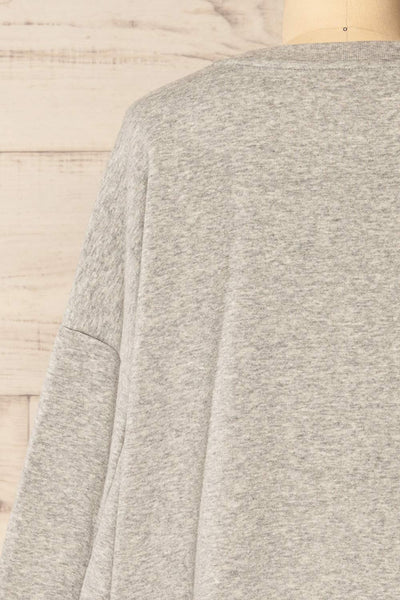 Gijon Grey Embroidered Crewneck Sweatshirt | La petite garçonne back close-up
