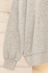 Gijon Grey Embroidered Crewneck Sweatshirt | La petite garçonne sleeve