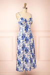 Gillyna Floral Satin Midi Dress w/ Slit | Boutique 1861 side view