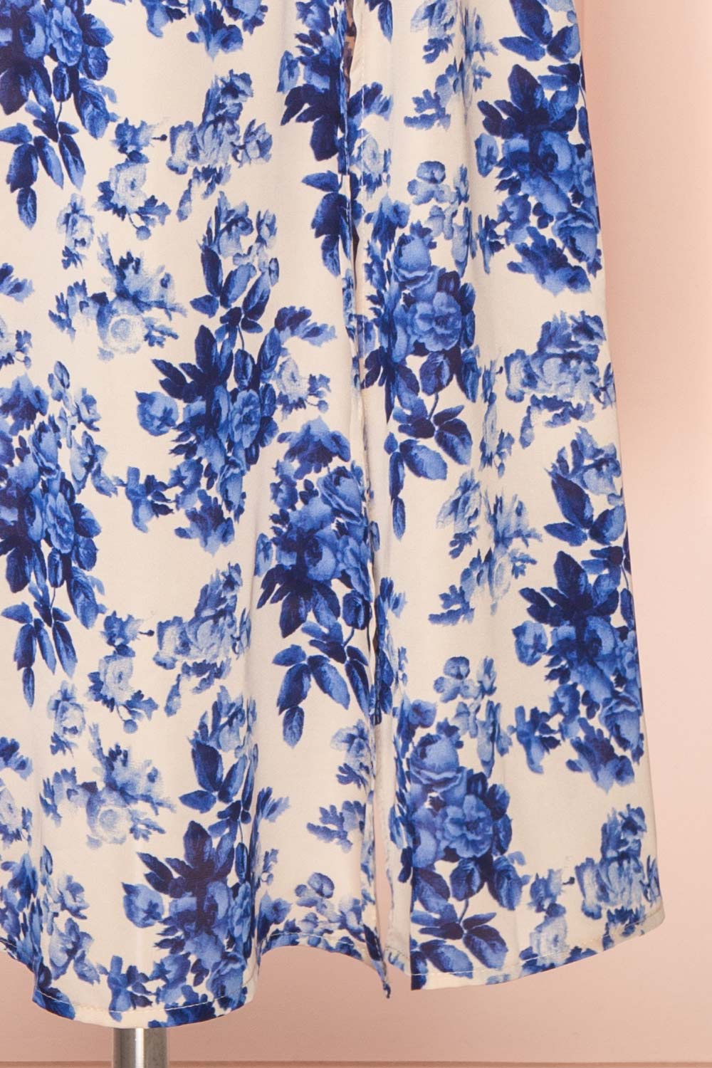 Gillyna Floral Satin Midi Dress w/ Slit | Boutique 1861 bottom close-up