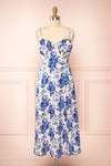 Gillyna Floral Satin Midi Dress w/ Slit | Boutique 1861 front view